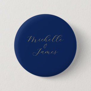 Blauw & Goud Kleuren Professionele Trendy Moderne Ronde Button 5,7 Cm