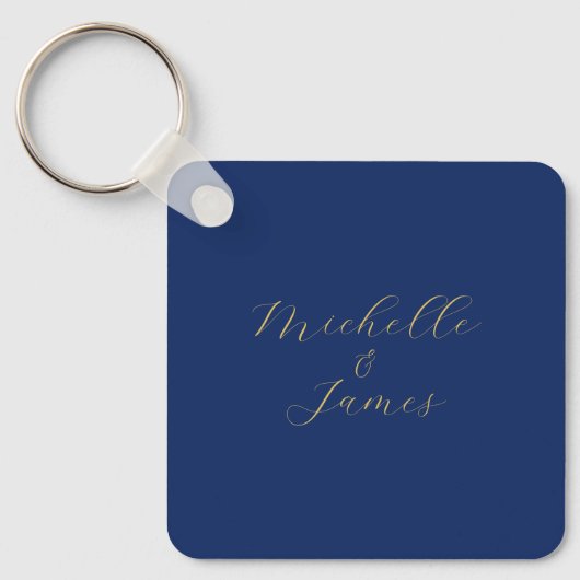 Blauw & Goud Kleuren Professionele Trendy Moderne Sleutelhanger (Voorkant)