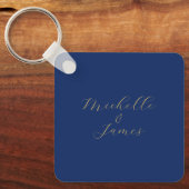 Blauw & Goud Kleuren Professionele Trendy Moderne Sleutelhanger (Voorkant)