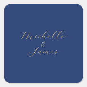 Blauw & Goud Kleuren Professionele Trendy Moderne Vierkante Sticker