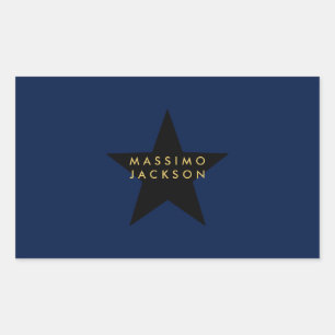 Blauw Goud Kleuren Professionele Trendy Zwarte Ste Rechthoekige Sticker
