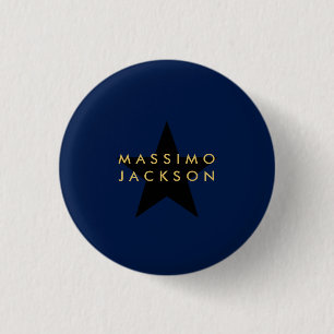 Blauw Goud Kleuren Professionele Trendy Zwarte Ste Ronde Button 3,2 Cm