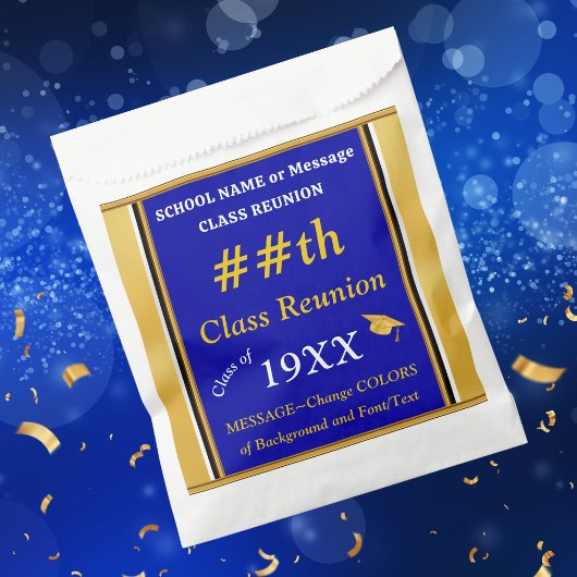 Blauw, Goud, Kleuren wijzigen, Klasse Reünie Gift  Bedankzakje