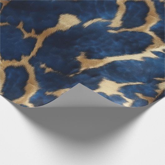 Blauw Goud Koeienhuid Cadeaupapier (Hoek)