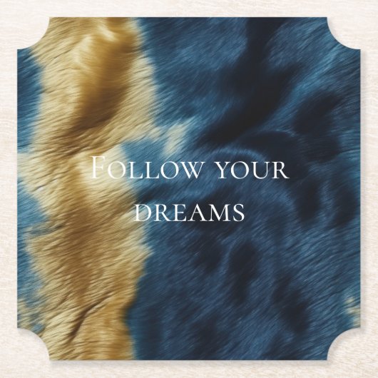 Blauw Goud Koeienhuid Kartonnen Onderzetters (Voorkant)