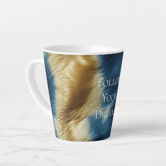 Blauw Goud Koeienhuid Latte Mok (Linkerhoek)