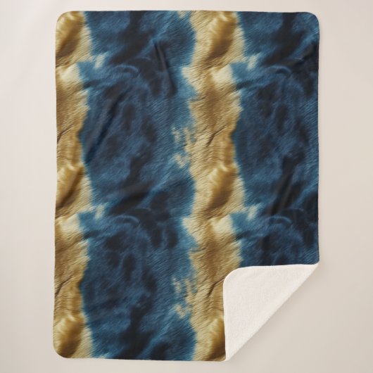 Blauw Goud Koeienhuid Sherpa Deken (Voorkant)