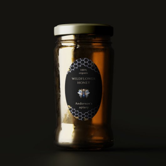 Blauw Goud Koningin Bee Honey Jar Label