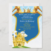 Blauw & Goud Koninklijk Prins Kasteel Verjaardagsf Kaart (Voorkant)