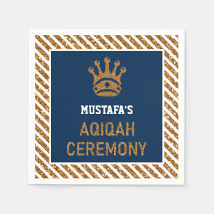 Blauw Goud Koninklijke Kroonprins Aqiqah Papier Servet