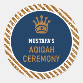 Blauw Goud Koninklijke Kroonprins Aqiqah Ronde Sticker