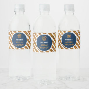 Blauw Goud Koninklijke Kroonprins Aqiqah Waterfles Etiket