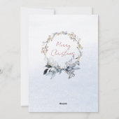 Blauw Goud Krans Paar Familie Een Foto Kerst Feestdagenkaart (Achterkant)