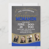 Blauw & Goud Krijtbord Filmstrip Afstuderen Kaart (Voorkant)