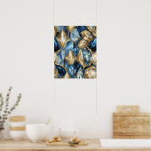 BLAUW GOUD KRISTAL MOZAÏEK WALL ART POSTER (Keuken)