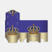 Blauw Goud Kroon Kleine Prince Boy Baby shower Bedankdoosjes (Uitgevouwen)