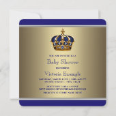 Blauw Goud Kroon Kleine Prince Boy Baby shower Kaart (Achterkant)