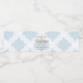 Blauw Goud Kruis Baby Jongen Aangepaste Doop Waterfles Etiket (Enkel label)