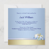 Blauw Goud Kruis Blauw Baby Boy Foto Doop Kaart (Achterkant)