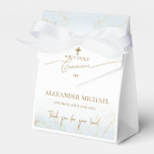 Blauw Goud Kruis Dank U Jongen Eerste Heilige Comm Bedankdoosjes (Voorkant Zijde)