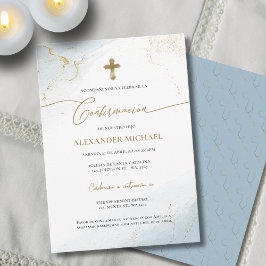 Blauw Goud Kruis Jongens Bevestiging Bevestiging Kaart