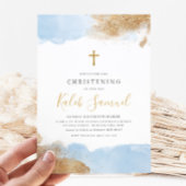 Blauw Goud Kruis Jongens Doop Doop Kaart