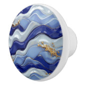 Blauw Goud Kuststrand Nautische golven Keramische Knop (Rechts)