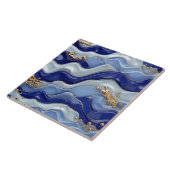 Blauw Goud Kuststrand Nautische golven Tegeltje (Zijkant)