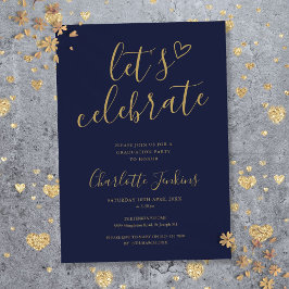 Blauw Goud Laten we de Afstudeerfeest Scriptie Vie Kaart