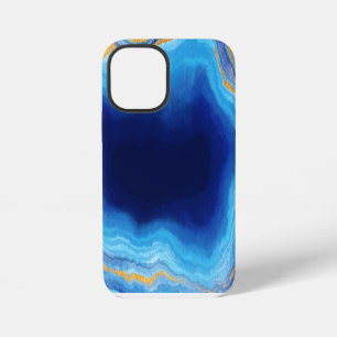 Blauw Goud lichtblauw Marmer Kunstpatroon iPhone 12 Mini Hoesje