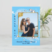 Blauw & Goud Lijst & Diamonds Afbeelding Dank u ka Bedankkaart (Staand voorkant)