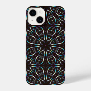 Blauw Goud Lila Glow Mandala Patroon iPhone 14 Hoesje