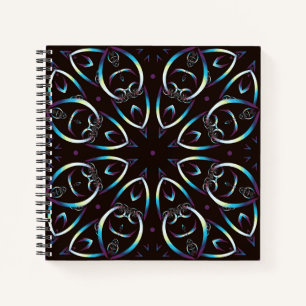 Blauw Goud Lila Glow Mandala Patroon Notitieboek