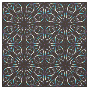 Blauw Goud Lila Glow Mandala Patroon Stof