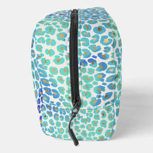 Blauw goud luipaard patroon toilettasje (Rechts)