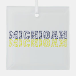 Blauw & Goud Luipaard Print Michigan Glas Ornament