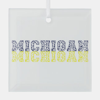 Blauw & Goud Luipaard Print Michigan Glas Ornament