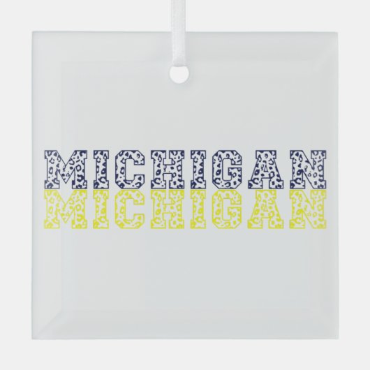 Blauw & Goud Luipaard Print Michigan Glas Ornament (Voorkant)