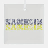 Blauw & Goud Luipaard Print Michigan Glas Ornament (Achterkant)