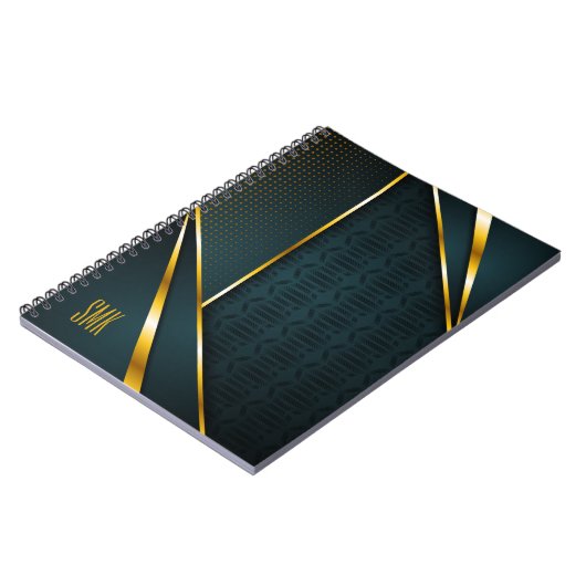 Blauw Goud Luxe Modern Minimaal Abstract Notitieboek (Linkerzijde)