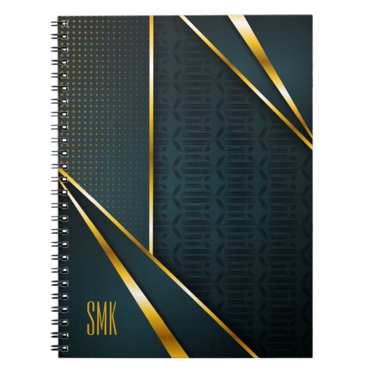 Blauw Goud Luxe Modern Minimaal Abstract Notitieboek (Voorkant)