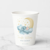 Blauw goud maan sterren baby jongen douche papier  papieren bekers (Achterkant)