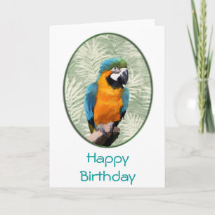 Blauw & Goud Macaw met Oerwouden Achtergrond Kaart
