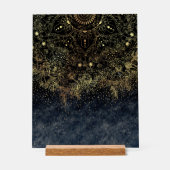 Blauw Goud Mandala Bloemen Acryl Bord (Voorkant)