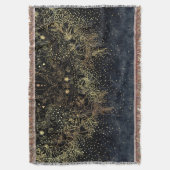 Blauw Goud Mandala Bloemen Deken (Voorkant Verticaal)