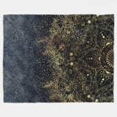Blauw Goud Mandala Bloemen Fleece Deken (Voorkant (Horizontaal))