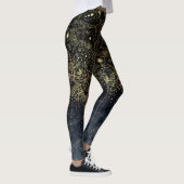 Blauw Goud Mandala Bloemen Leggings (Rechts)
