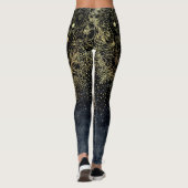 Blauw Goud Mandala Bloemen Leggings (Achterkant)