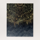 Blauw Goud Mandala Bloemen Legpuzzel (Verticaal)