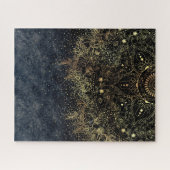 Blauw Goud Mandala Bloemen Legpuzzel (Horizontaal)